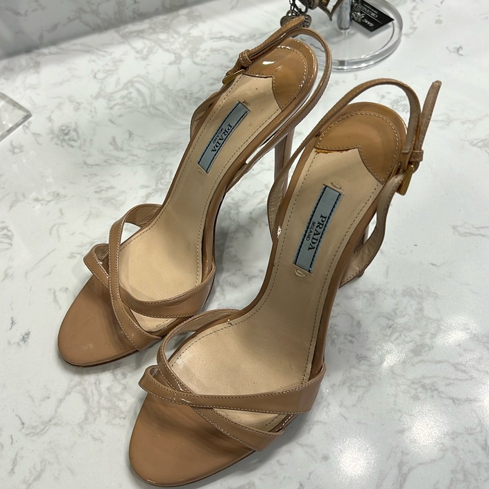 Prada Beige Strappy Heels